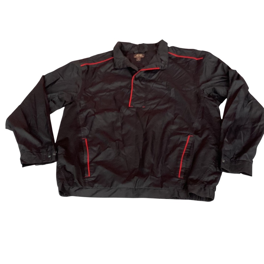 Snake Eyes Performance Rainwear Mens Large Black Red Trim Pullover Windbreaker